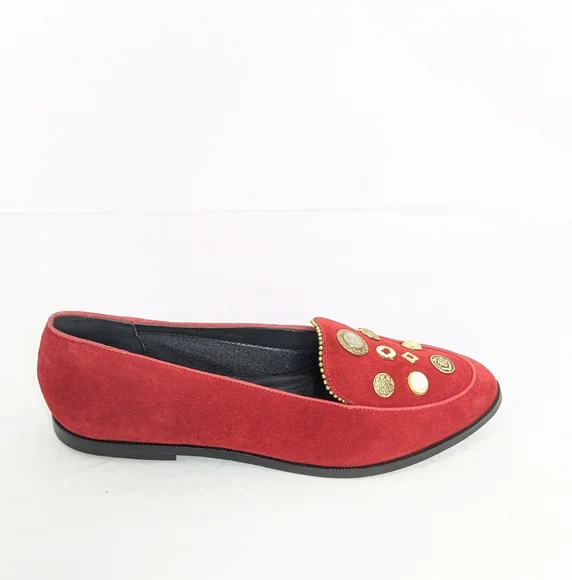 Vintage 80-90s red suede flats - Picture 8 of 16